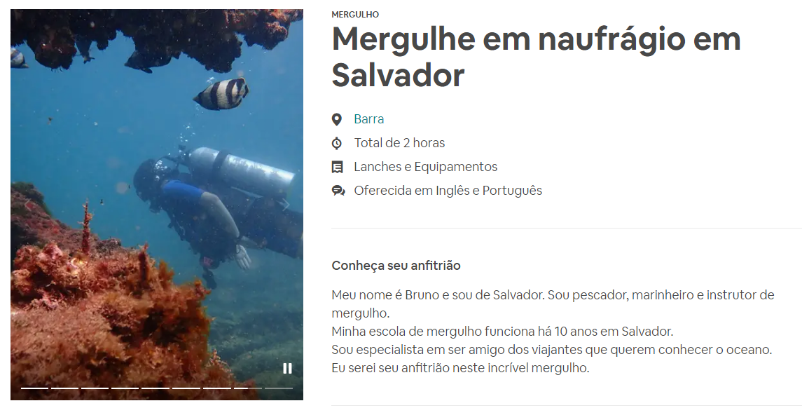 Hora do Homem Mergulhe em naufrágio em Salvador Barra Bahia Experiências Airbnb no Brasil