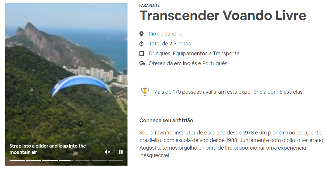 Hora do Homem Transcender Voando Livre Parapente Rio de Janeiro Experiências Airbnb no Brasil